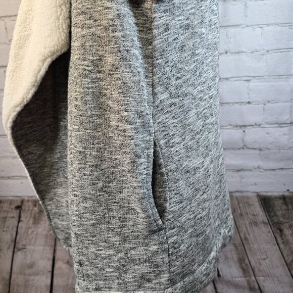 WOMENS Z SUPPLY KNIT JACKET SHERPA LINING GRAY WATERFALL COLLAR  NWT SIZE L - Picture 6 of 9